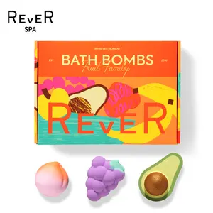 Three pack REVER SPA Fruit Bath Bomb Set Shower Bombs Aromatherapy Bath Bubbles for Women Relaxing Body Care Skin Repair body wash girl shower products