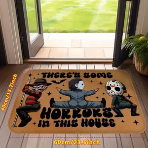 Horror Idol Door Mat, Halloween & Easter Decoration, Indoor/Outdoor Non-Slip Backing, Machine Washable Multi-Scene Mat