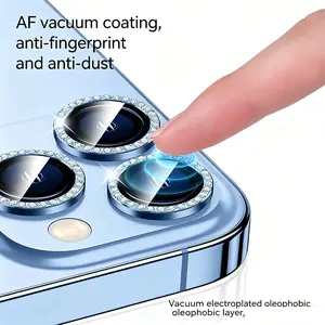 2sets Silver Color Aluminum Alloy 9h Tempered Glass Camera Lens Protector for iPhone 14/13/12/11 Pro Max Mini Plus, High Transparency Case Accessories