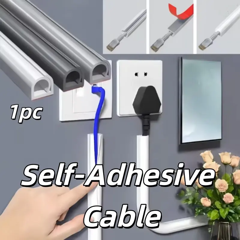 5-Meter Floor Wire Conduit, Self-Adhesive Wire Concealer, Floor Cable Management, Power Cord Protector for Offices, Suitable for TV Wires, Easy Installation for Home Office Cable Management