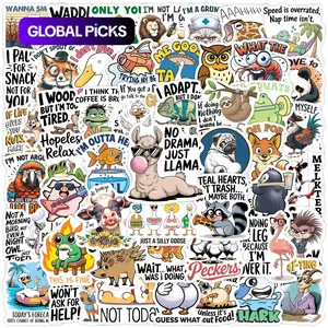 50pcs Cartoon Funny Inspirational Animal Stickers, Suitable for Scrapbooks, Diaries, Notebooks, Water Bottles, Cars and Other Faith-based Designs, Gifts with Positive Messages, Decal Sticker #GLOBAL PICKS