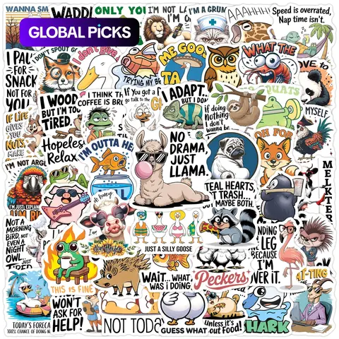 50pcs Cartoon Animal Stickers, DIY Decorative Stickers, Waterproof Decals for Scrapbooks, Diaries, Notebooks & Water Bottles, Perfect Gift for Friends #GLOBAL PICKS