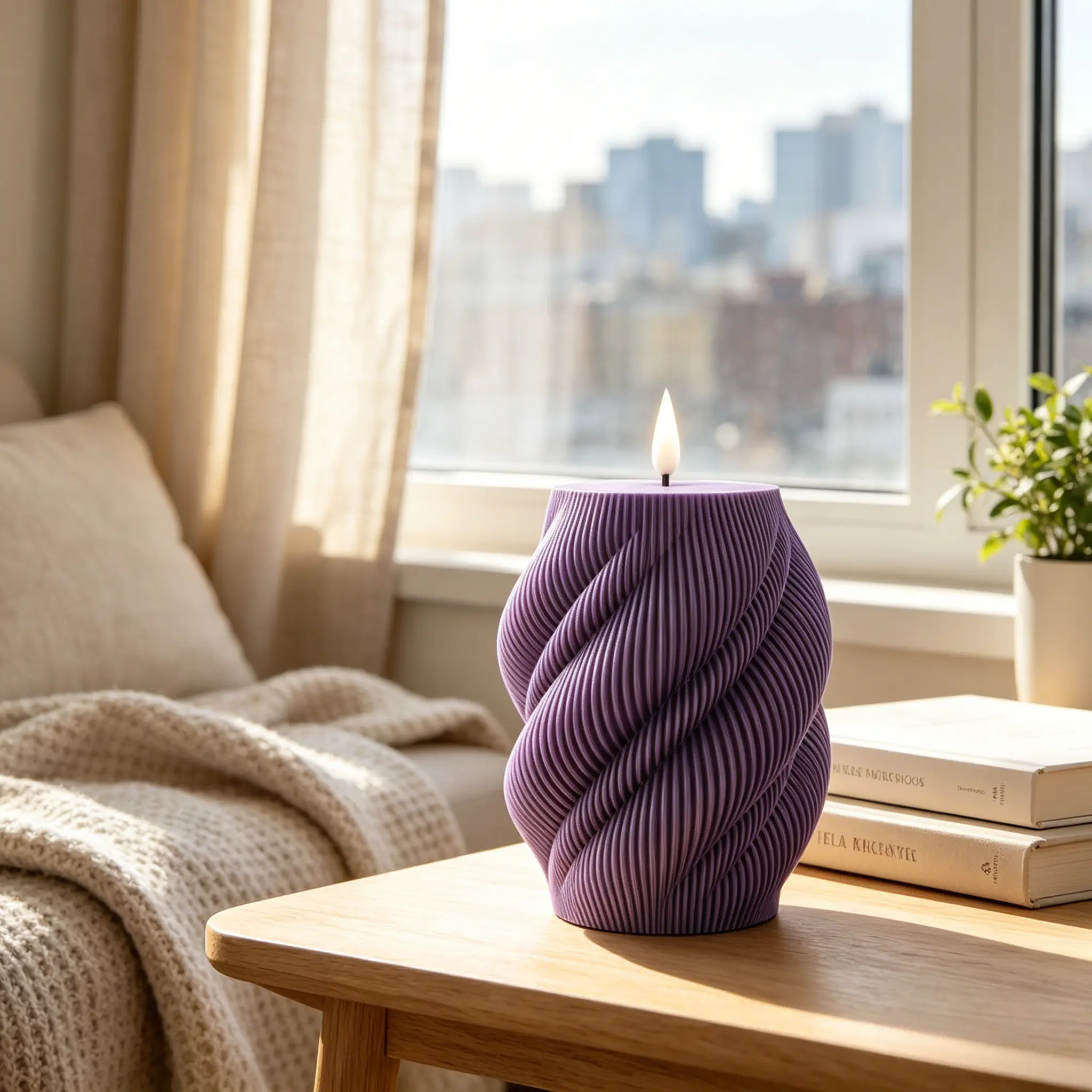Purple Version, Safe & Eco-Friendly Degradable PLA Material, Safe for Kids and Pets, Smokeless & Dripless Flameless Candle, Holiday Atmosphere Gift, Remote Control with Timer, 2/4/6/8H Timer Function