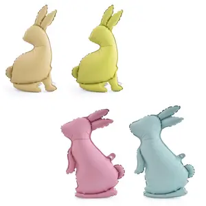 Easter Balloons Standing Bunny Balloons Cute Rabbit Balloon With Base for Easter Day Party Supplies Decorations Animal Cute Rabbit Shaped Foil Mylar Balloons Happy Easter Balloons Kits 4PCS