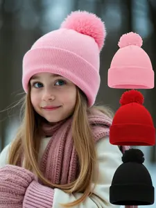 Unisex Y2K Knit Beanie Hat, Puffy Design Winter Fashion Accessory, Casual Wear for Boys & Girls, Perfect Christmas Gift