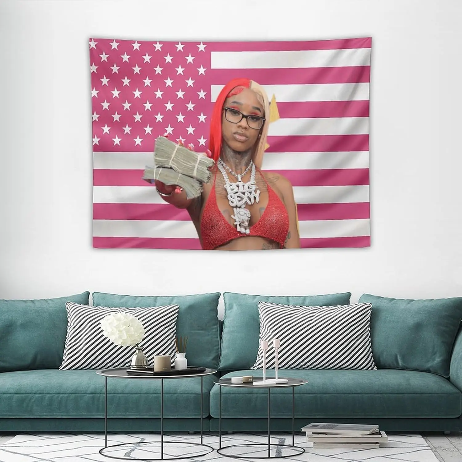 Sexy Poster Sexyy star Red Tapestry Flag Suitable for College Dormitory Cave Bedroom Living Room Bedroom Background Decoration