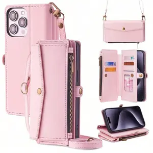 Multifunctional Phone Case with Zipper Side Buckle, compatible with iPhone 17 Pro Max, 17 Air, 16 Pro Max, 15, 14 Pro, 13, 12 Pro Max Plus. Equipped with card slots for storing credit cards, bank cards and cash,Shockproof, drop-resistant and durable