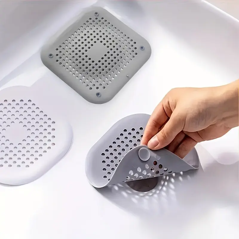 3 Piece Silicone Smooth Drain Filter Set, Sink and Bathtub Drainer Filters with Hair Catcher, Multi-Functional Bathroom Accessories for Home and Garden, Bathroom Gadgets, Restroom Accessories