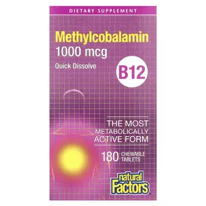 Natural Factors B12, Methylcobalamin, 1,000 mcg, 180 Chewable Tablets