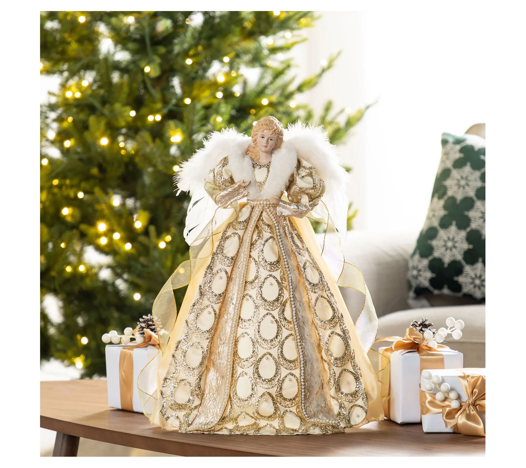 Glitzhome 18.5"H Faux Christmas Elegant Angel Tree Topper Glitzhome 18.5"H Faux Christmas Elegant Angel Tree Topper