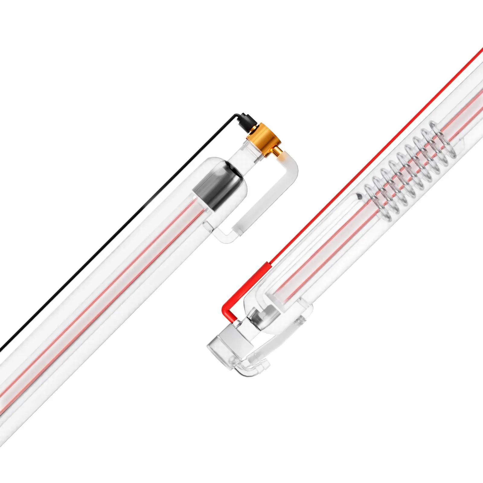 【Summerfinds】VEVOR 60W CO2 Laser Tube, 49.2 in (1250 mm) Length, 2 in (55 mm) Dia Borosilicate Glass Laser Cutter Tube with Metal Head, 5000-6000hr Wires Preconnected for Laser Engraver Engraving Cutting Machine