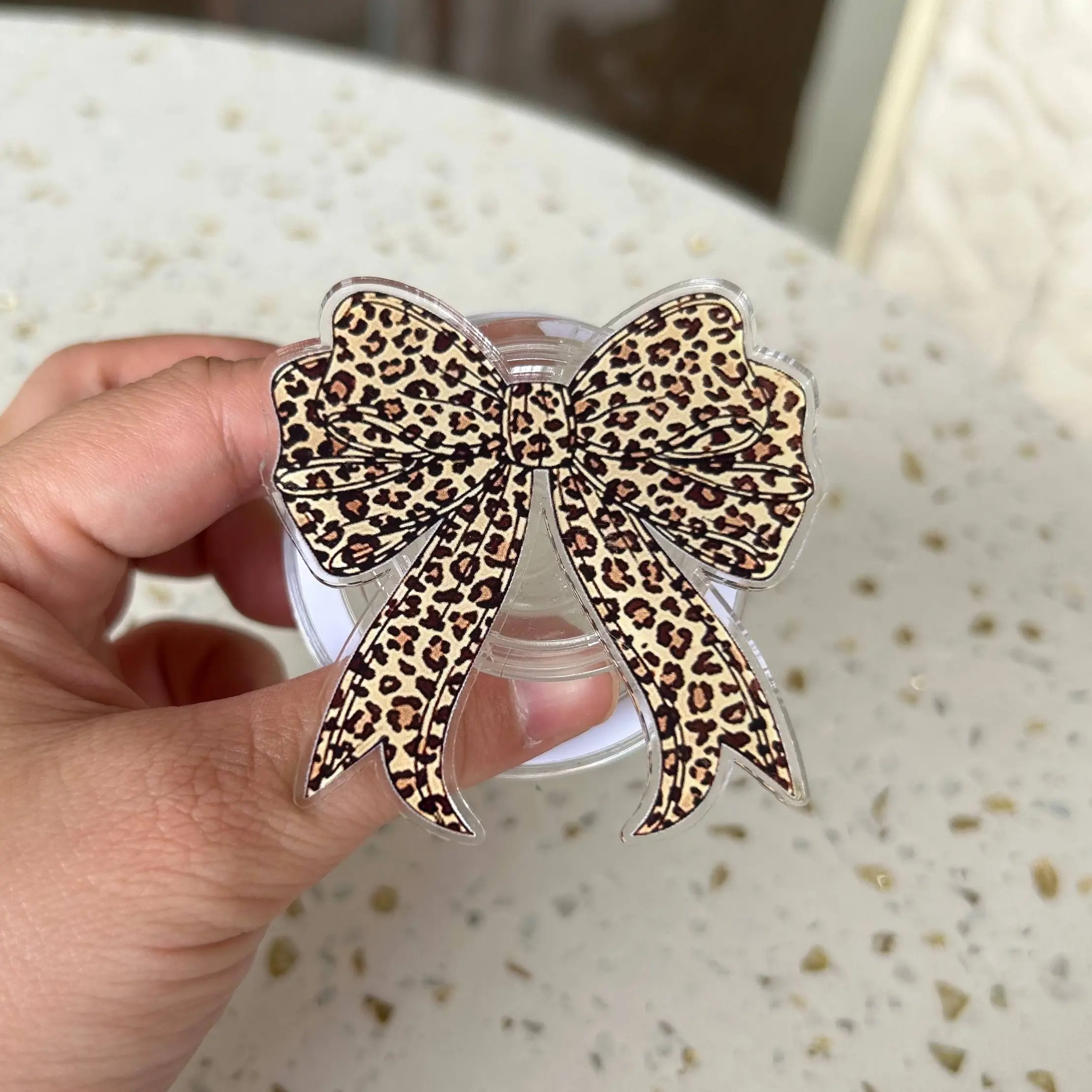Leopard Bow MagSafe Phone Grip - Coquette Animal Print Phone Holder & Kickstand - Girly Phone Accessory