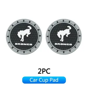 2pcs Car Coasters Water Cup Slots, Non-Slip Mat, Waterproof, for Ford Bronco Ranger S-Max Focus Mondeo Transit Tourneo Custom Ranger