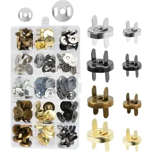 40 Sets 14mm/18mm Magnetic Button Clasps Snaps Fastener DIY Craft Sewing & Knitting Buttons Sets for Sewing Craft Purses Bags Clothes Leather, 4 Colors