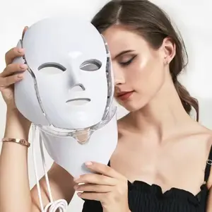 LED Beauty Mask Seven Color Light Facial Care Device, Home Use Face Mask Machine with Neck, Large LED Skin Care Instrument