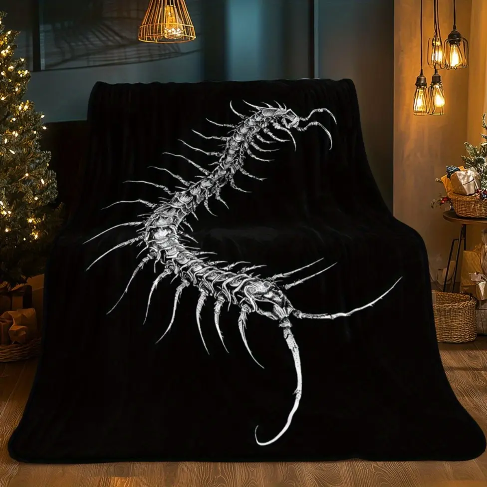 A Single Centipede Design on a Dark Backdrop, This Portable Blanket Is Lightweight And Perfect for Use on Sofas, During Travel, Camping, in The Living Room, Office, Or on Chairs And Beds