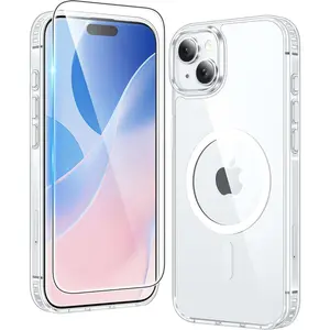 for iPhone 15 Case: for iPhone 14 | iPhone 13 Case Support Magnetic Charging Military Grade Drop Protection Anti Yellowing | Rugged Shockproof Phone Cover - 6.1 inch (A-Clear)