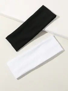 2pcs Solid Color Sports Style Headbands Suitable For Daily Life And Sports Casual Gym Hair Band Turban Headband Sweatband, Sweat Wicking Headband, School Stuff, College