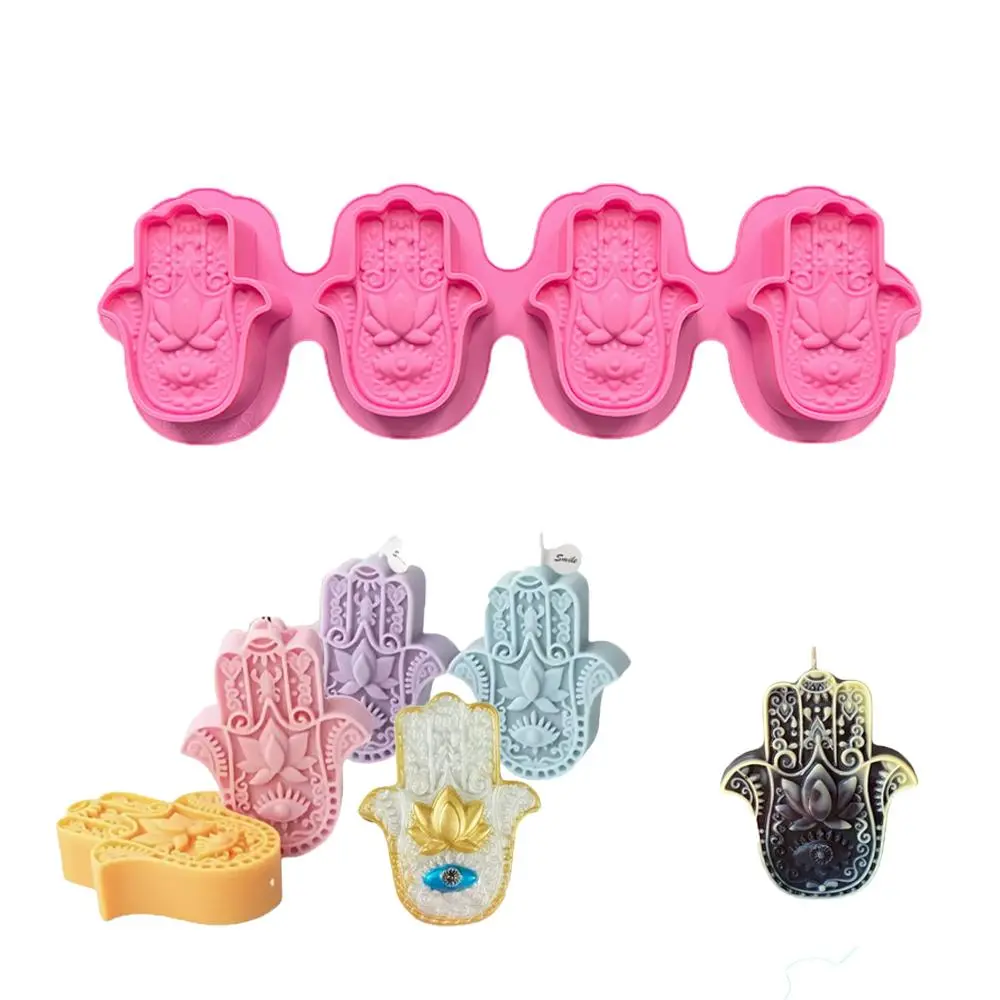 Hand-Shaped Handmade Silicone Mold for DIY Candle Making, 1/3pcs 4-Hole Hand Shape Moulds for Soap & Wax Crafts, Perfect for Homemade Beauty Products, Wax Melt, Candle Molds