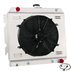 Alloyworks STRENGTHEN COOLING 4Row Radiator Shroud Fan For 1970-1974 Mopar Dodger Plymouth V8 SBC 22"Wide Core-120W