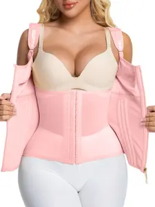 1 Count Women's Tummy Control Shaping Belts, Fajas, Solid Color Corset with Bra, Colombian Shapewear, Breathable Steel Bone Waist Trainer, Adjustable Shoulder Strap Hook & Eye Zipper Closure Vest, Womenswear, Suitable for Daily Wear & Training Sports