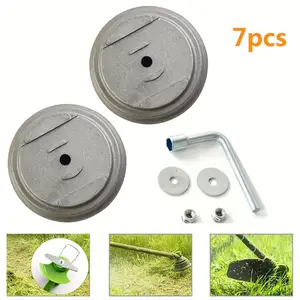7pcs Durable Electric Mower Blade Bases - Replacement Grass Cover Protectors, Mower Accessories & Parts