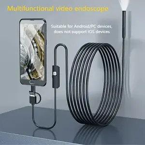 720p HD Android Phone Endoscope-Pipe Inspection Camera W/ USB Type C 3-In-1 Interface Adjustable Height No Battery Required Auto Maintenance Air Conditioning Check Digital Display Camcorder Tri-Focal Lens Inspection Scope