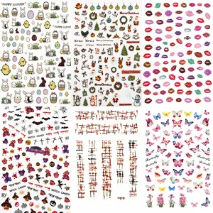 6 Seasonal Nail Stickers Set – Easter, Christmas, Halloween, Floral & Butterfly Nail Art Decals