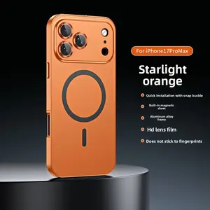 Lens Circle Protection New Ip16promax Titanium Metal Spring Fastener Frame Phone Case Magnetic All-Inclusive IP15 Advanced 14 Frosted 13