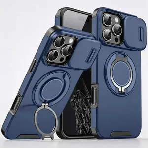 Rugged Magnetic Stand Case for iPhone 17 Air 16 15 14 13 12 11 Pro Max Plus with Slide Camera Protect Magsafe Cover Heavy Duty Military Grade Rotating