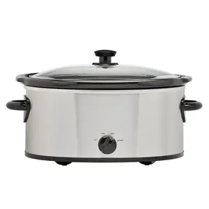 Mainstays 6 Quart Oval Slow Cooker with Stainless Steel Finish and Glass Lid
