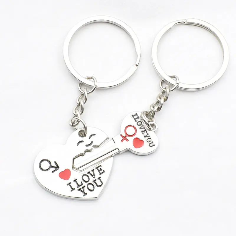 Cute Heart Shaped Couple Keychain Set Fashion Matching Key Ring Exquisite Daily Ornament Portable Stylish Accessory Ideal for daily carry dating commute and gift giving-MM1