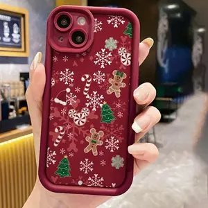 Christmas Themed Pattern Phone Case, Anti-drop Cellphone Protective Case, Total Protective Shockproof Mobile Phone Cover for iPhone 16 15 14 13 12 11 Plus/Pro/Pro Max
