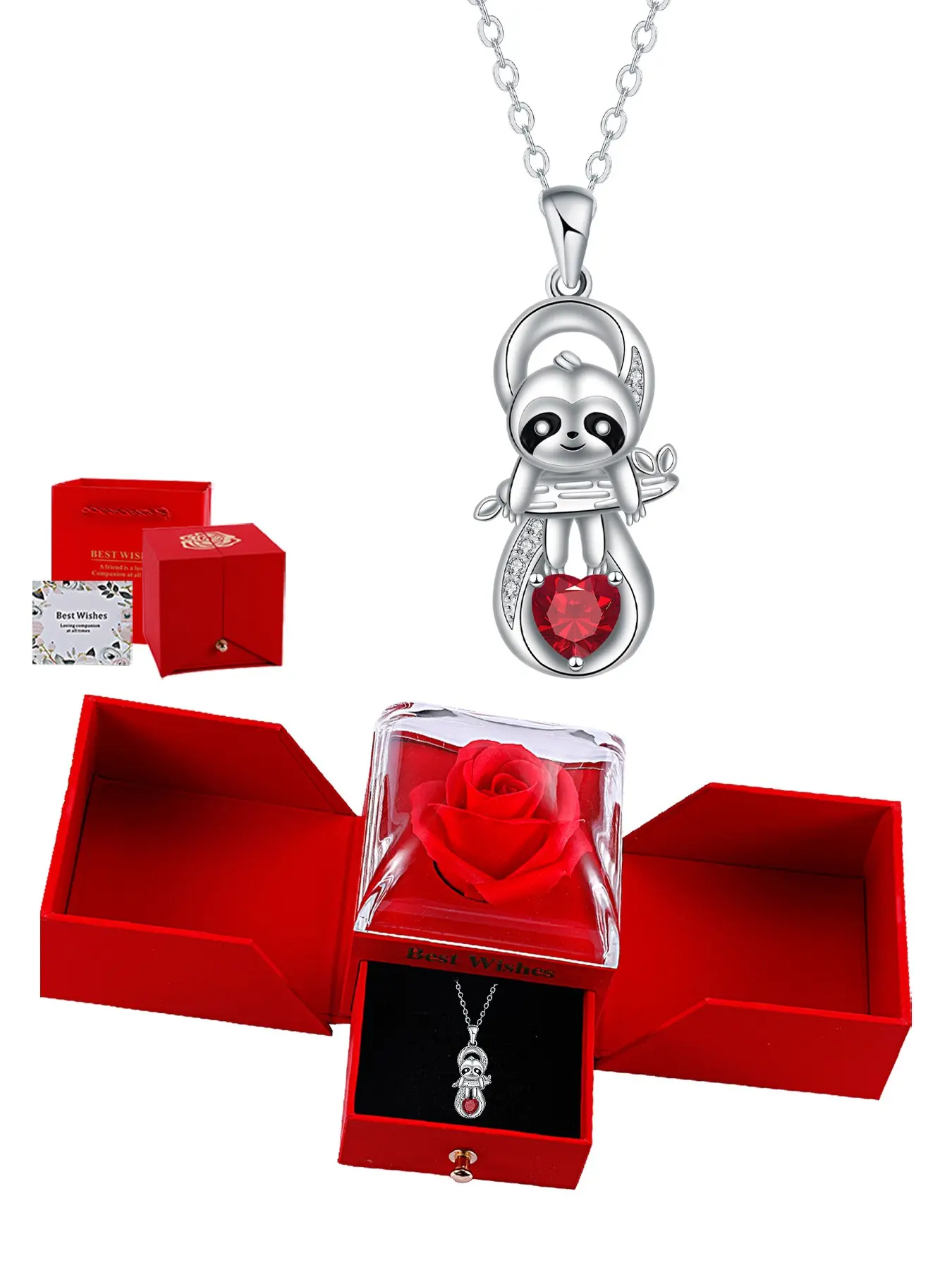 Cute Sloth Necklace Silver Color Animal Pendant, Exquisite Chain Jewelry, Gift Box Included, Perfect Birthday Christmas Present for Daughter Wife Mom, Chain Necklaces