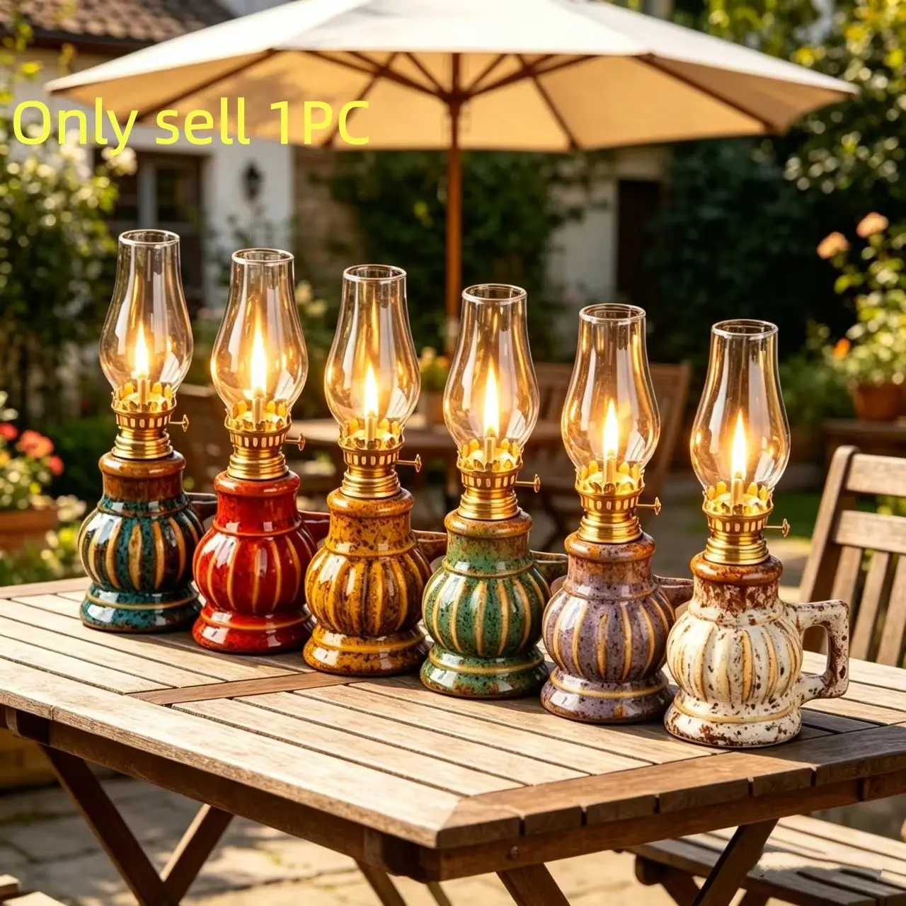 Multi-Color Windproof Glass Candle Holder with Handle, Vintage Oil Lamp, Outdoor Decor, Farmhouse Style, Living Room Atmosphere Ornament, Candlestick Holders, Home Accessories, Home Decoration, Candle Stand