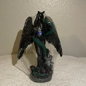 8 Inch Black Lilith Statue with Green Snake and Wings, Decorative Figurine for Home Decor