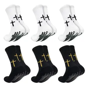 2/6Pairs Men's Athletic Cushioned Crew Socks with Arch Compression for Secure Fit - White & Black Options Available