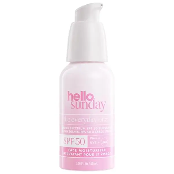 Hello Sunday  The Everyday One SPF 50 Face Sunscreen Moisturizer with Hyaluronic Acid acne friendly exosomes bliss Lightweight facial prevent sun creen viral feminine adult clear