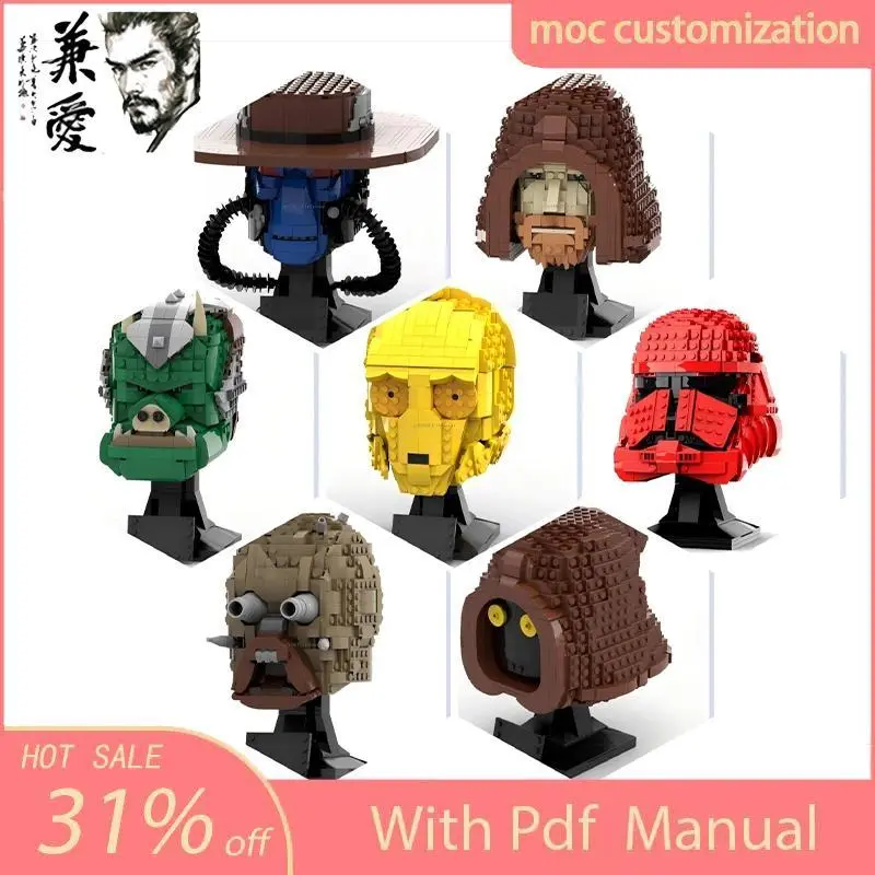 Moc Classic Space Wars Movie Character Helmets Model Building Blocks Diy Creative Assembly Educational Bricks Toys Kids Gifts