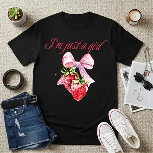Strawberry Print Shirts for Women - Round Neck Fashion Casual  Graphic Tee, Women's  Spring  Holida Top