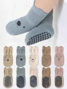 5 Pairs Cute Cartoon Baby Floor Socks, Soft Sole Indoor Non-Slip Socks for Boys & Girls, Perfect for Daily Use, Cute Textured Socks