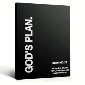 God’s Plan Black Scripture Canvas Wall Art, Isaiah 60:22 Bible Verse Print, Minimalist Christian Faith Decor for Bedroom Living Room Office, Framed Canvas Wrap