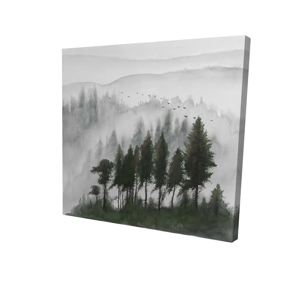 Begin Home Decor 2080-2424-LA102-2 24 x 24 in. Brown Minimalist Canvas - Dark Watercolor Mountains Decor