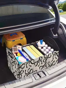Butterfly Knot Pattern Car Storage Box, Foldable Trunk Organizer with Dividers, Multi-Functional Vehicle Holder for All Seasons, Car Storage Organizers, Car Organization Supplies