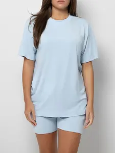 Plus Size Casual Summer Short Sleeve Loungewear Set Soft Breathable Women's Homewear for Relaxing & Daily Wear Comfortable Pajama-Style Outfit - Clothes, Everyday