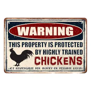 Funny Chickens Decor Vintage Metal Tin Signs Plaque 8x12 In Wall Art for Bar Pub Man Cave Club Novelty Bathroom Toilet Retro Parlor Cafe Store Garage Rule