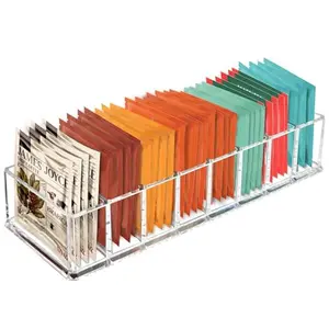 Tasybox Tea Bag Organizer, Clear Acrylic Tea Bag Holder, Tea Packet Storage for Drawer, Pantry, Kitchen, Cabinet, Countertop, 1 Pack