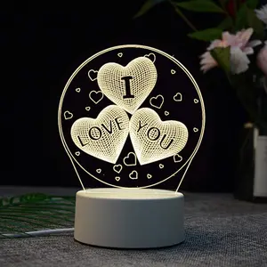 3D Heart LED Night Light  "I LOVE YOU"  - Eye-Caring USB-Powered Table Lamp with Switch, Indoor Ambient Bedside Light for Bedroom, Neon Lead Home Decor Light, Mother's Day Gift for Bedroom Home Decoration