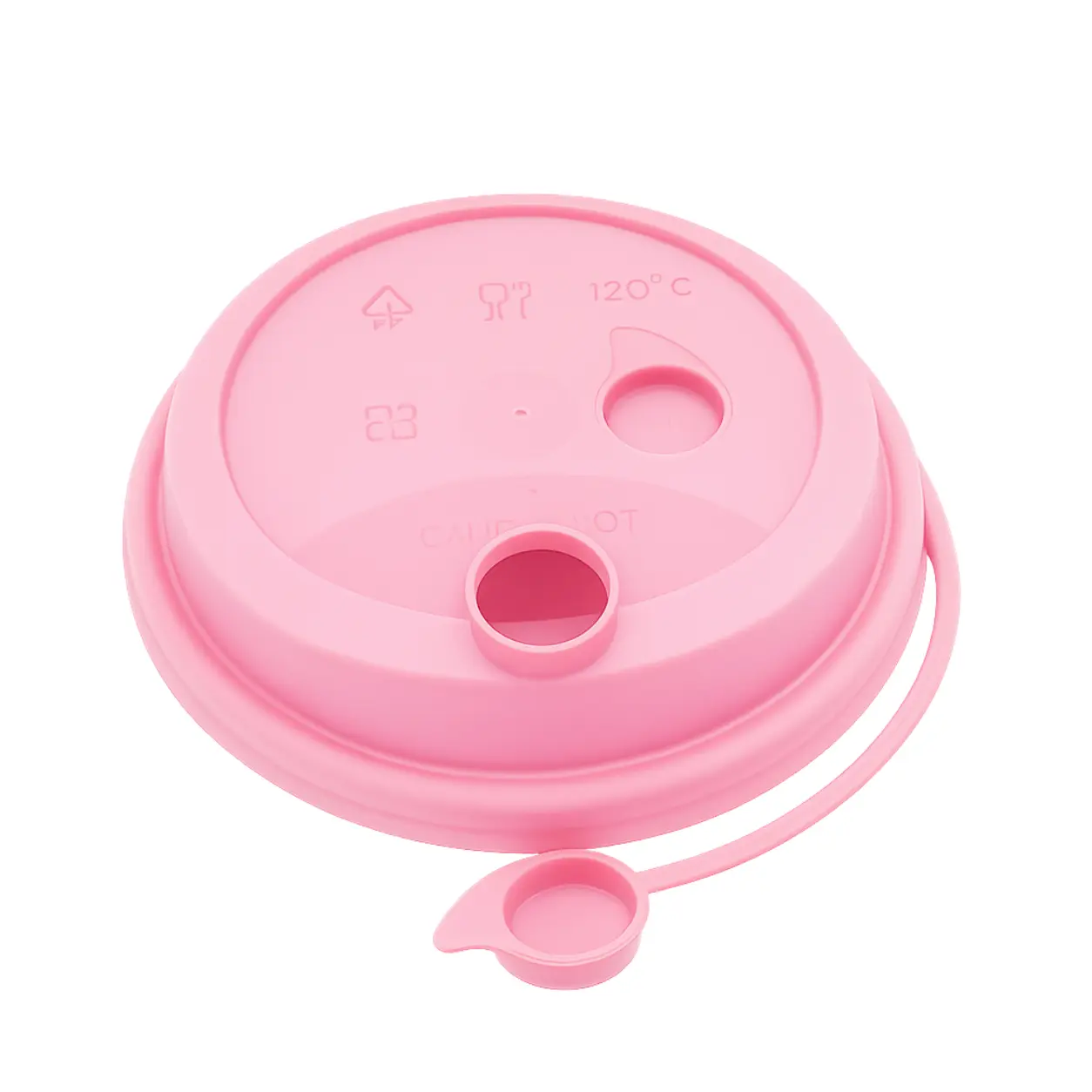 CCF 12-32OZ(D90MM) Premium PP Lid/Attached Stopper For PP Injection Cup - Pink 1000 Pieces/Case