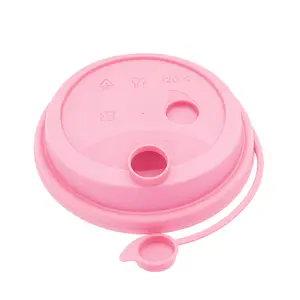 CCF 12-32OZ(D90MM) Premium PP Lid/Attached Stopper For PP Injection Cup - Pink 1000 Pieces/Case
